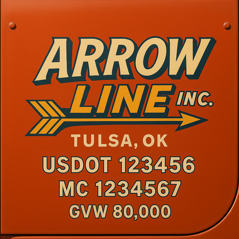 Custom Truck Door USDOT Lettering Decal Sticker Signs With DOT, MC, GVW, KYU, CA Lettering (Set of 2)