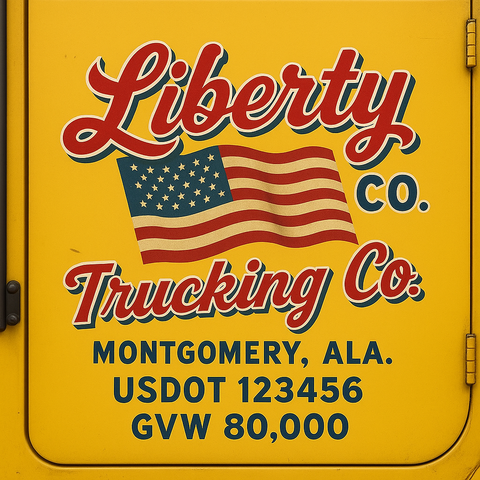 Custom Truck Door USDOT Lettering Decal Sticker Signs With DOT, MC, GVW, KYU, CA Lettering (Set of 2)