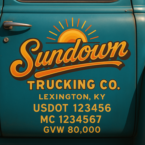 Custom Truck Door USDOT Lettering Decal Sticker Signs With DOT, MC, GVW, KYU, CA Lettering (Set of 2)