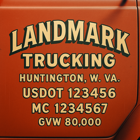 Custom Truck Door USDOT Lettering Decal Sticker Signs With DOT, MC, GVW, KYU, CA Lettering (Set of 2)