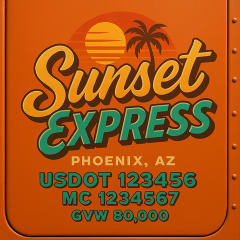 Custom Truck Door USDOT Lettering Decal Sticker Signs With DOT, MC, GVW, KYU, CA Lettering (Set of 2)