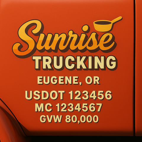 Custom Truck Door USDOT Lettering Decal Sticker Signs With DOT, MC, GVW, KYU, CA Lettering (Set of 2)