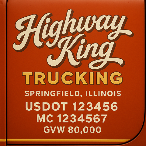 Custom Truck Door USDOT Lettering Decal Sticker Signs With DOT, MC, GVW, KYU, CA Lettering (Set of 2)