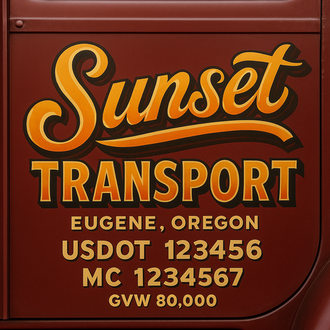 Custom Truck Door USDOT Lettering Decal Sticker Signs With DOT, MC, GVW, KYU, CA Lettering (Set of 2)