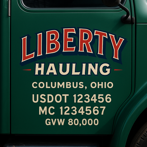 Custom Truck Door USDOT Lettering Decal Sticker Signs With DOT, MC, GVW, KYU, CA Lettering (Set of 2)