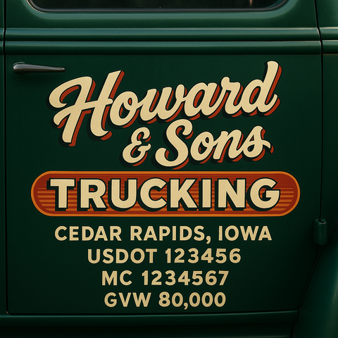 Custom Truck Door USDOT Lettering Decal Sticker Signs With DOT, MC, GVW, KYU, CA Lettering (Set of 2)