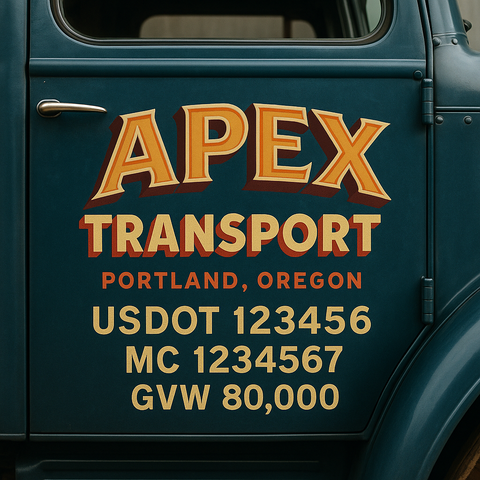 Custom Truck Door USDOT Lettering Decal Sticker Signs With DOT, MC, GVW, KYU, CA Lettering (Set of 2)
