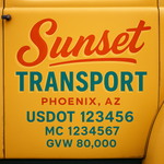 Custom Truck Door USDOT Lettering Decal Sticker Signs With DOT, MC, GVW, KYU, CA Lettering (Set of 2)