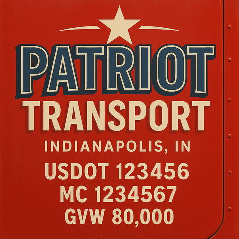 Custom Truck Door USDOT Lettering Decal Sticker Signs With DOT, MC, GVW, KYU, CA Lettering (Set of 2)