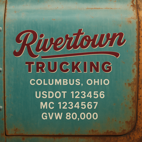 Custom Truck Door USDOT Lettering Decal Sticker Signs With DOT, MC, GVW, KYU, CA Lettering (Set of 2)