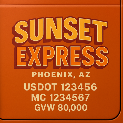 Custom Truck Door USDOT Lettering Decal Sticker Signs With DOT, MC, GVW, KYU, CA Lettering (Set of 2)
