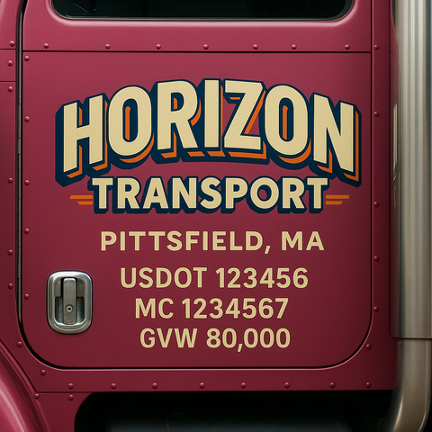 Custom Truck Door USDOT Lettering Decal Sticker Signs With DOT, MC, GVW, KYU, CA Lettering (Set of 2)