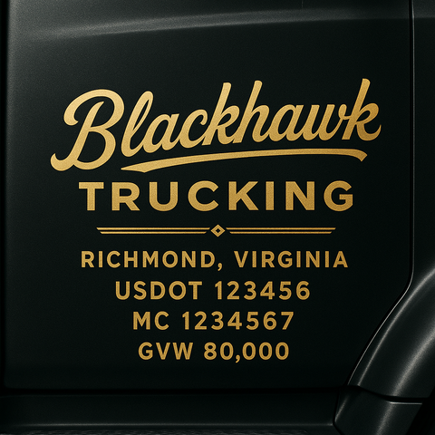 Custom Truck Door USDOT Lettering Decal Sticker Signs With DOT, MC, GVW, KYU, CA Lettering (Set of 2)