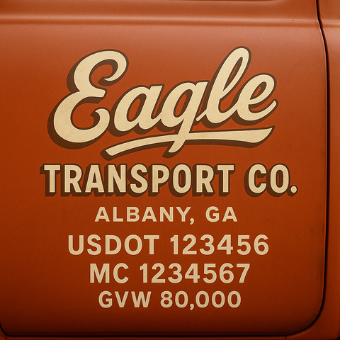 Custom Truck Door USDOT Lettering Decal Sticker Signs With DOT, MC, GVW, KYU, CA Lettering (Set of 2)