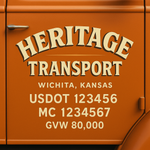 Custom Truck Door USDOT Lettering Decal Sticker Signs With DOT, MC, GVW, KYU, CA Lettering (Set of 2)