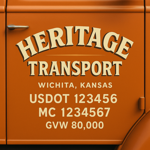 Custom Truck Door USDOT Lettering Decal Sticker Signs With DOT, MC, GVW, KYU, CA Lettering (Set of 2)