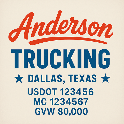 Custom Truck Door USDOT Lettering Decal Sticker Signs With DOT, MC, GVW, KYU, CA Lettering (Set of 2)