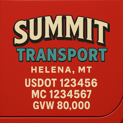 Custom Truck Door USDOT Lettering Decal Sticker Signs With DOT, MC, GVW, KYU, CA Lettering (Set of 2)