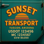Custom Truck Door USDOT Lettering Decal Sticker Signs With DOT, MC, GVW, KYU, CA Lettering (Set of 2)