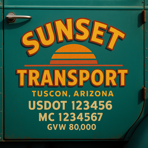 Custom Truck Door USDOT Lettering Decal Sticker Signs With DOT, MC, GVW, KYU, CA Lettering (Set of 2)