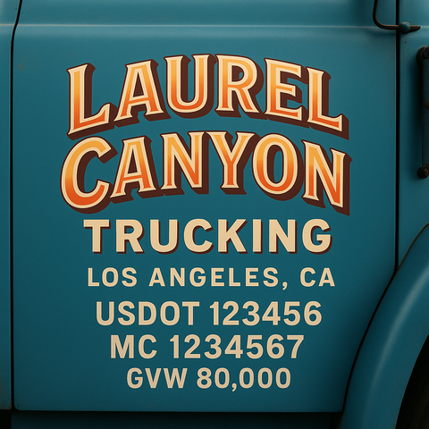 Custom Truck Door USDOT Lettering Decal Sticker Signs With DOT, MC, GVW, KYU, CA Lettering (Set of 2)