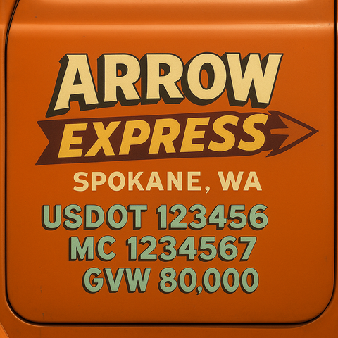 Custom Truck Door USDOT Lettering Decal Sticker Signs With DOT, MC, GVW, KYU, CA Lettering (Set of 2)