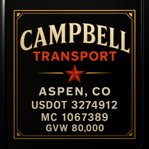 Custom Truck Door USDOT Lettering Decal Sticker Signs With DOT, MC, GVW, KYU, CA Lettering (Set of 2)