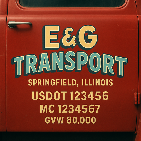Custom Truck Door USDOT Lettering Decal Sticker Signs With DOT, MC, GVW, KYU, CA Lettering (Set of 2)