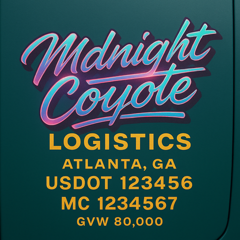 Custom Truck Door USDOT Lettering Decal Sticker Signs With DOT, MC, GVW, KYU, CA Lettering (Set of 2)
