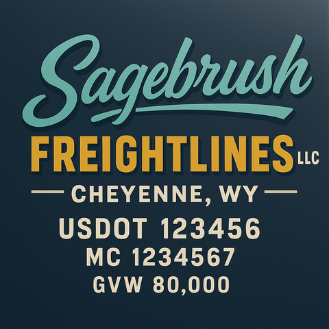 Custom Truck Door USDOT Lettering Decal Sticker Signs With DOT, MC, GVW, KYU, CA Lettering (Set of 2)