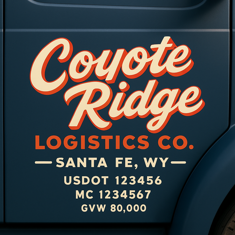 Custom Truck Door USDOT Lettering Decal Sticker Signs With DOT, MC, GVW, KYU, CA Lettering (Set of 2)