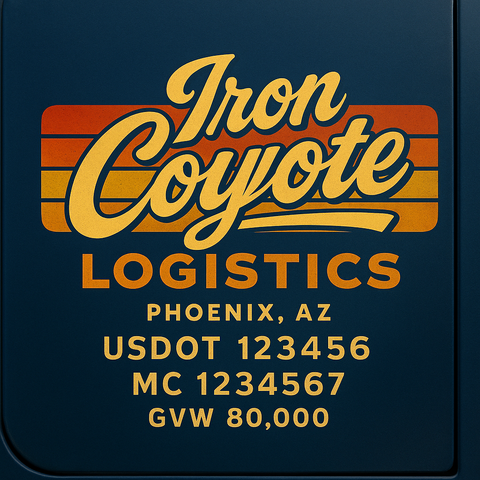 Custom Truck Door USDOT Lettering Decal Sticker Signs With DOT, MC, GVW, KYU, CA Lettering (Set of 2)