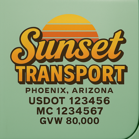 Custom Truck Door USDOT Lettering Decal Sticker Signs With DOT, MC, GVW, KYU, CA Lettering (Set of 2)