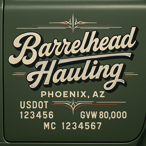 Custom Truck Door USDOT Lettering Decal Sticker Signs With DOT, MC, GVW, KYU, CA Lettering (Set of 2)