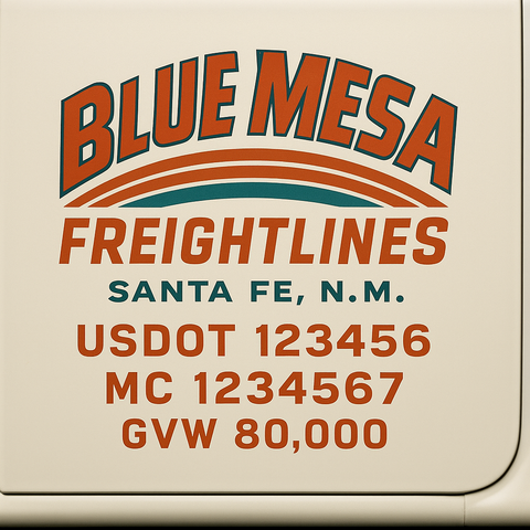 Custom Truck Door USDOT Lettering Decal Sticker Signs With DOT, MC, GVW, KYU, CA Lettering (Set of 2)