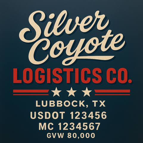 Custom Truck Door USDOT Lettering Decal Sticker Signs With DOT, MC, GVW, KYU, CA Lettering (Set of 2)