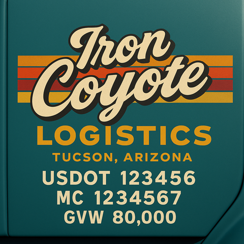 Custom Truck Door USDOT Lettering Decal Sticker Signs With DOT, MC, GVW, KYU, CA Lettering (Set of 2)