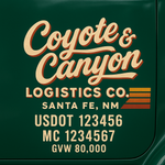 Custom Truck Door USDOT Lettering Decal Sticker Signs With DOT, MC, GVW, KYU, CA Lettering (Set of 2)