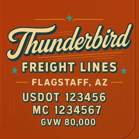 Custom Truck Door USDOT Lettering Decal Sticker Signs With DOT, MC, GVW, KYU, CA Lettering (Set of 2)