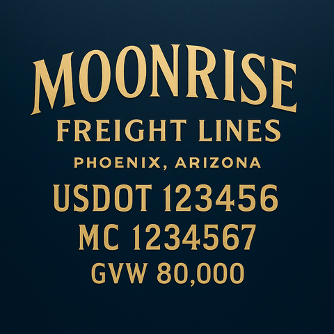 Custom Truck Door USDOT Lettering Decal Sticker Signs With DOT, MC, GVW, KYU, CA Lettering (Set of 2)
