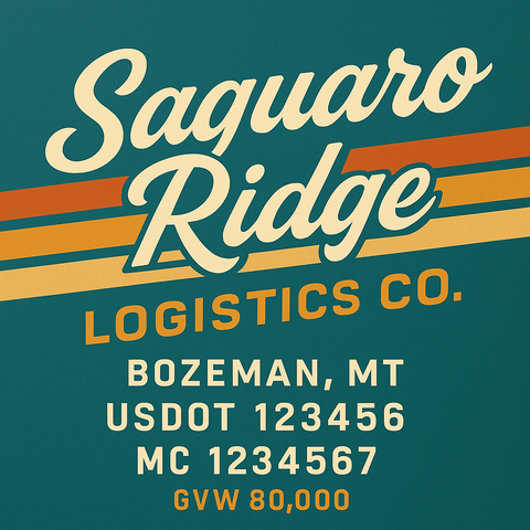 Custom Truck Door USDOT Lettering Decal Sticker Signs With DOT, MC, GVW, KYU, CA Lettering (Set of 2)