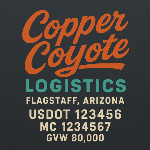 Custom Truck Door USDOT Lettering Decal Sticker Signs With DOT, MC, GVW, KYU, CA Lettering (Set of 2)
