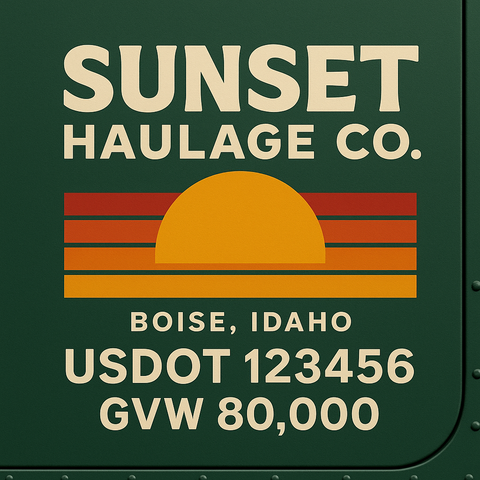 Custom Truck Door USDOT Lettering Decal Sticker Signs With DOT, MC, GVW, KYU, CA Lettering (Set of 2)
