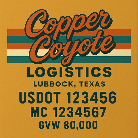 Custom Truck Door USDOT Lettering Decal Sticker Signs With DOT, MC, GVW, KYU, CA Lettering (Set of 2)
