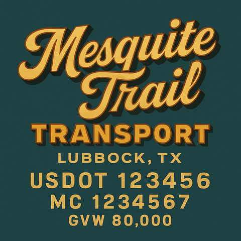 Custom Truck Door USDOT Lettering Decal Sticker Signs With DOT, MC, GVW, KYU, CA Lettering (Set of 2)
