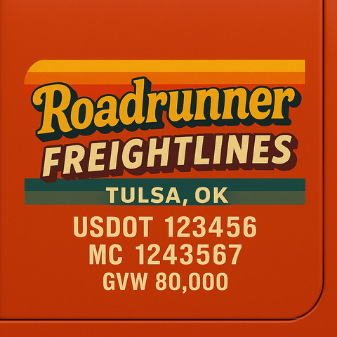 Custom Truck Door USDOT Lettering Decal Sticker Signs With DOT, MC, GVW, KYU, CA Lettering (Set of 2)