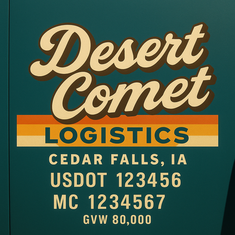 Custom Truck Door USDOT Lettering Decal Sticker Signs With DOT, MC, GVW, KYU, CA Lettering (Set of 2)