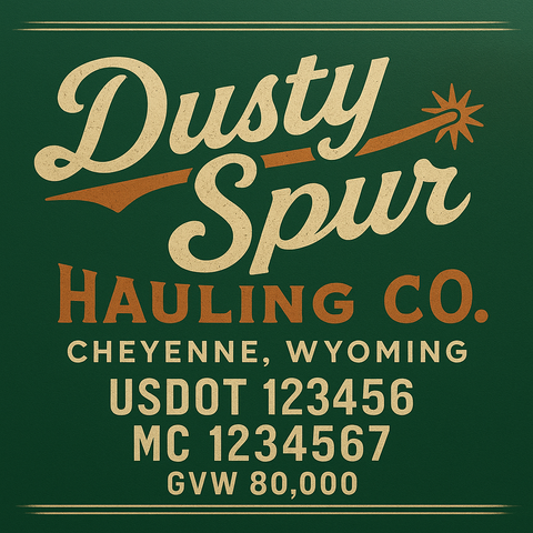 Custom Truck Door USDOT Lettering Decal Sticker Signs With DOT, MC, GVW, KYU, CA Lettering (Set of 2)