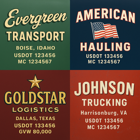 Custom Truck Door USDOT Lettering Decal Sticker Signs With DOT, MC, GVW, KYU, CA Lettering (Set of 2)