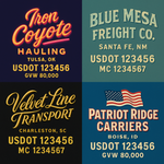 Custom Truck Door USDOT Lettering Decal Sticker Signs With DOT, MC, GVW, KYU, CA Lettering (Set of 2)